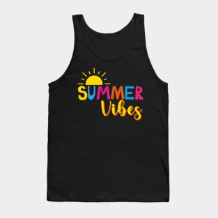 Bright Colorful Summer Vibes Text with Sun Tank Top